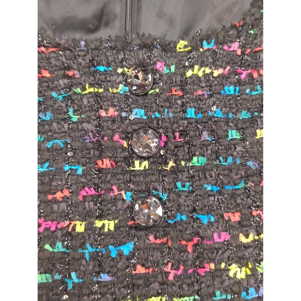Kate Spade Women's Metallic Black Tweed Sleeveless Round Neck Shift Dress Sz 10 - Picture 3 of 12
